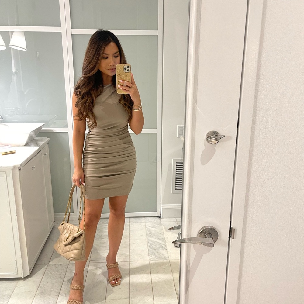 Ruched Grey Dress